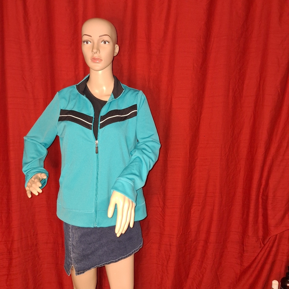 BE INSPIRED/ TURQUOISE AND BLACK FITNESS JACKET/ SIZE : PL